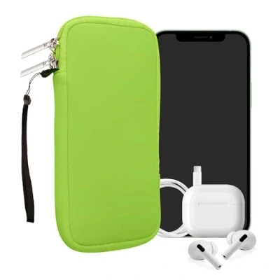 Image de kwmobile Housse Universelle Smartphone Pochette de Protection 17,7 x 8,5 cm pour téléphone Portable XXL 7&quot; en néoprène Vert Fuchsia