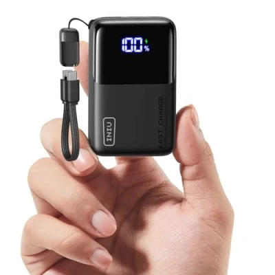 Image de INIU Power Bank, 45W 10000 mAh Mini Chargeur Portable pour Ordinateur, Petit Batterie Externe Charge Rapide PD QC, Câble Solide USB C in&amp;Out, iPhone 16/15/14/13, Samsung, Google, iPad etc