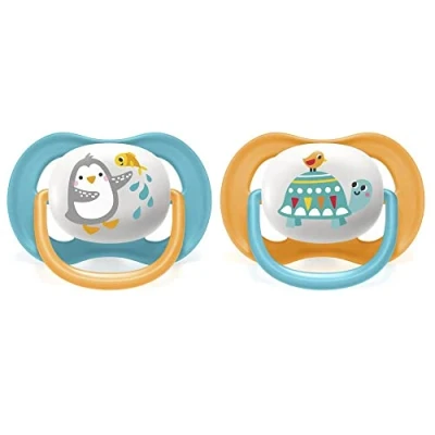 Image de PHILIPS AVENT Lot de 2 sucettes Ultra aYnrYnes tendance 618 mois Pingouin et Tortue