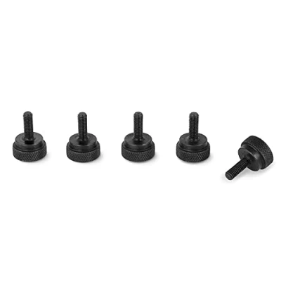 Image de PrecisionGeek Moleté Pouce vis/Vis d&#039;épaule Acier Noirci M5 x 10mm L 17mm Lot de 5