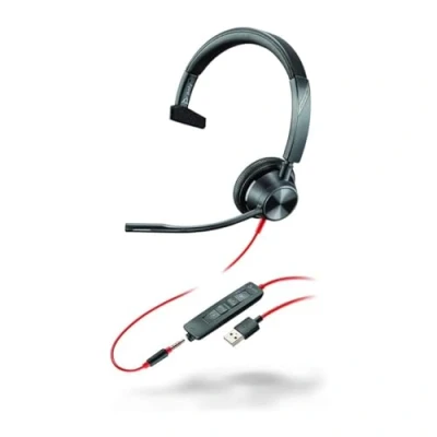 Image de Plantronics Blackwire 3315 Casque Filaire à Une Oreille (Mono) USB A avec Micro Perche (Poly) Se connecte PC/Mac Via ou Mobile/Tablette connecteur 3,5 mm Fonctionne Les équipes