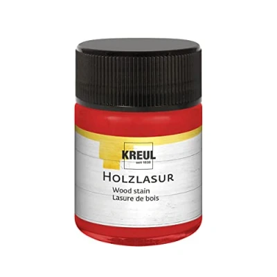 Image de Kreul 78506 Lasure Acrylique Couleurs intenses, Pot de 50 ml en Cherry, pour Bois Non traité et papiers naturels absorbants, Fluide Peinture Liquide à Base d&#039;eau