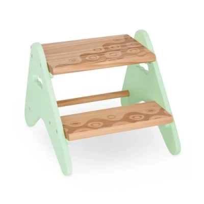 Image de B. toys spaces Peek A Boost Marchepied en bois Escabeau deux marches pour enfants 2 ans et plus (de couleur naturel &amp; menthe)