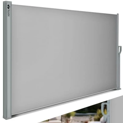 Image de tillvex® Store latéral Extensible et Opaque 200 x 300 cm Brise Vue pour Balcon, Jardin terrasse avec Support Mural Protection Solaire en Acier Inoxydable Contre Le
