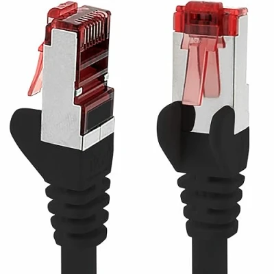 Image de Câble réseau CAT6 1x 5m blindage SFTP de raccordement CAT.6 RJ45 Ethernet DSL LAN routeur commutateur modem panneau brassage noir 1 pièce