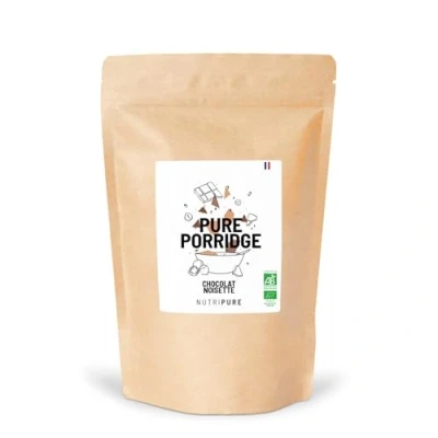 Image de Nutripure Pure Porridge Bio Riche en fibres et source de protéines Vegan, sans conservateur, gluten Préparation instantanée Artisanal 8 ingrédients Choco Noisette Made in France