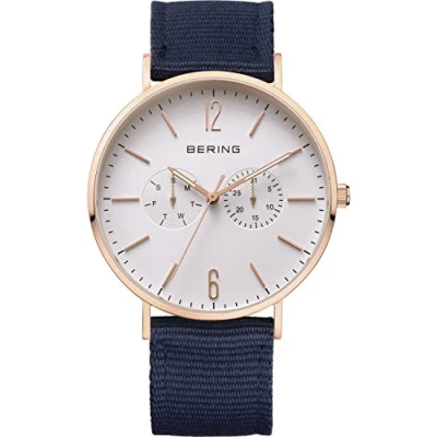 Image de BERING Hommes Analogique Quartz Classic Collection Montre avec Bracelet en Nylon &amp; Verre Saphir