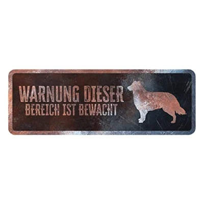 Image de D&amp;D Home, Panneau d&#039;avertissement Attention au Chien, 40x13x0,3 cm, Version Allemande, Fond Noir, en métal résistant à la Rouille avec Un Texte Amusant