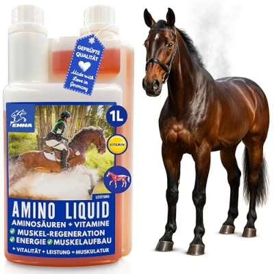 Image de Amino Liquid I Acides aminés Vitamine B Complexe Complément Alimentaire B12 Zinc Cheval Renforcement Musculaire Régénération Muscles pour Chevaux 1L