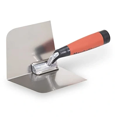 Image de Marshalltown Truelle à Angle intérieur Arrondi avec poignée Durasoft, en Acier Inoxydable, pour Les poseurs de cloisons sèches et plâtriers, Dimensions : 102x127 mm Argent