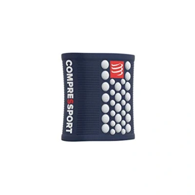Image de Compressport Serre Poignet Multisport Sweatbands 3D.Dots Anti Transpiration Propriétés Ultra Absorbantes Fibres à Séchage Rapide, mixte adulte, Bleu/Blanc, Taille unique