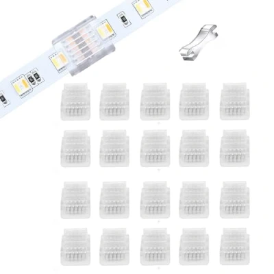 Image de Lot de 20 connecteurs rapides transparents pour bandes LED RVB CCT à 6 broches 12 mm Utilisation universelle étanches et non