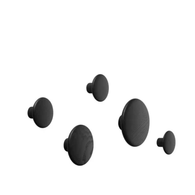 Image de Muuto Patère The Dots lot de 5 noir frêne teinté