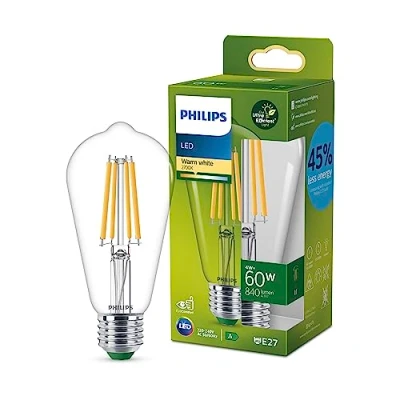 Image de Philips ampoule LED Ultra Efficient Classe A, 60W, format Edison, culot E27, blanc chaud 2700K