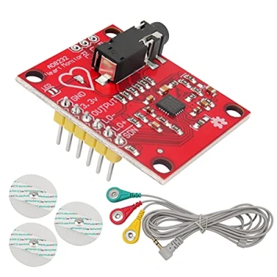 Image de ICQUANZX ECG Module AD8232 de Mesure pouls Cardiaque, capteur fréquence Cardiaque Kit Surveillance pour Arduino avec câble