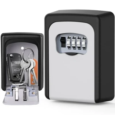 Image de SINZUX Boîte à Clé Sécurisée Exterieur, Boite a Clefs Murale de avec Code 4 Chiffres, Boitier Porte Clef Stockage Sécurité 5 clés, pour L&#039;école Garage Domicile Airbnb