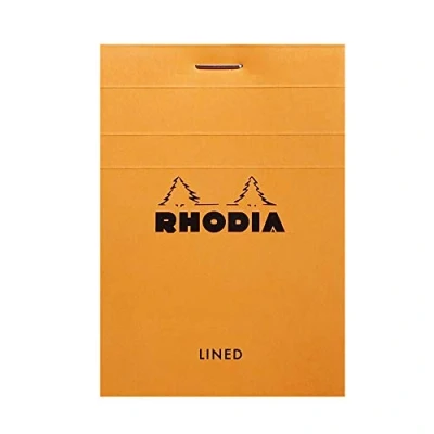 Image de RHODIA 11600C Bloc Notes Agrafé N11 Orange A7 7,4 x 10,5 cm Ligné 80 Feuillets Détachables Papier Clairefontaine Blanc g/m² Couverture en Carte Enduite Souple
