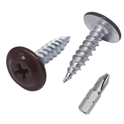 Image de Lot de 70 vis à bois peintes 4,2 x 19 mm, métalliques autotaraudeuses Tête réglage modifiée Phillips gaufrette (70, marron chocolat RAL 8017)