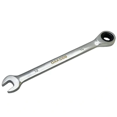 Image de DAKCOS Cle mixte Clé à cliquet combinée 10mm Plate métrique en CR V avec finition chromée mate