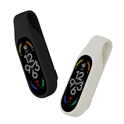 Image de kwmobile 2X Clip Compatible avec Xiaomi Mi Band 7/6 / 5/4 Support de Rechange pour Fitness Tracker Noir Blanc Non Inclus