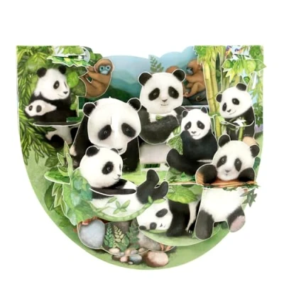 Image de SANTORO Popnrock, Carte De Vœux Pop Up 3D Pandas Pour Elle, Lui, Enfants, Filles D&#039;Anniversaire Panda Fait Main