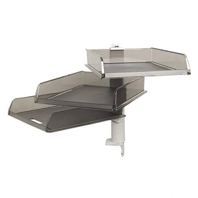 Image de Exacompta Réf. 12027D 1 Colonne pivotante 3 corbeilles à courrier B4 fabriqué en PS dimensions 395x272x387 mm couleur gris lumière/gris translucide