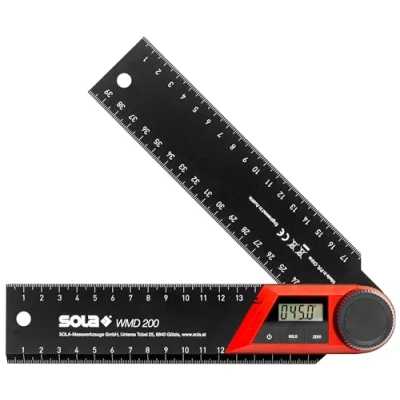 Image de SOLA WMD 200 Rapporteur numérique Longueur mm Équerre avec affichage LCD pour des mesures d&#039;angle précises de menuisier règle le travail du