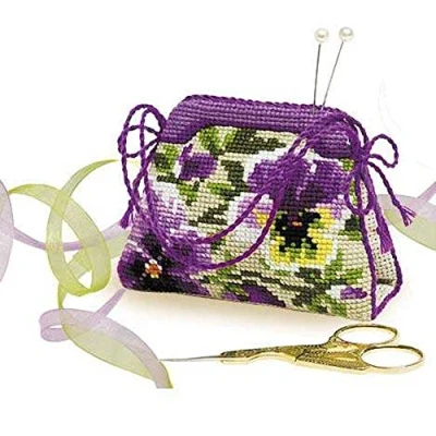 Image de RIOLIS RI 1039 Kit de Broderie au Point Croix Pique Aiguilles Pensées Multicolore
