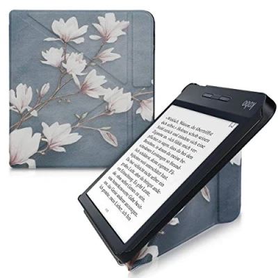 Image de kwmobile Coque liseuse Compatible avec Kobo Libra H2O étui de Protection à Rabat en Simili Cuir Taupe Blanc Bleu Gris