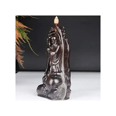 Image de Lachineuse Fontaine à Encens Dieu Longévité avec Cônes Brule Cascade 25 cm en Bois Porte pour Décoration Intérieure Brûleur Déco Zen Idée Cadeau Asiatique