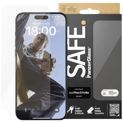 Image de PanzerGlass SAFE. by ® Screen Protector iPhone 15 Pro Max Ultra Wide Fit Protection d&#039;écran transparent Apple 1 pièce(s) Neuf