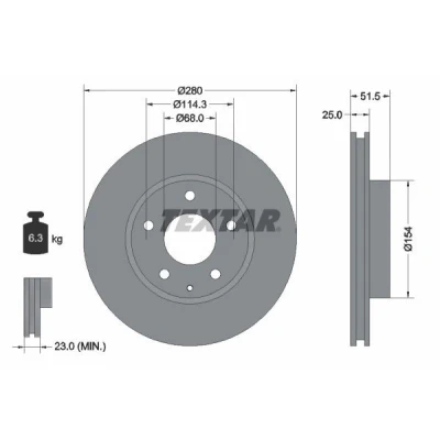 Image de TEXTAR PRO 92267503 Disque de frein MAZDA: 3 3/5 portes, CX 3, Berline