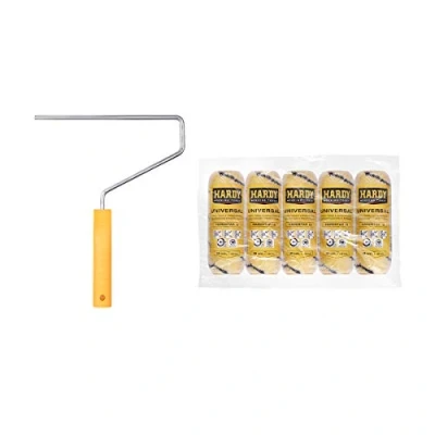 Image de HARDY WORKING TOOLS Set peintre, rouleau de couleurs et 5 rouleaux en polyester, Hauteur des poils 13mm, Longueur 18cm, Diamètre 48mm, noir jaune, A0180 516000.