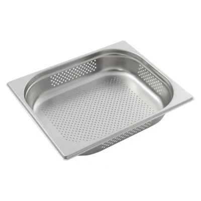 Image de Allpax Récipient GN 1/2 en acier inoxydable Hauteur 65 mm Avec perforation alimentaire résistant à la chaleur Pour égoutter ou comme insert de cuisson dans le réchaud perforé