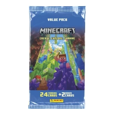 Image de Panini Minecraft Trading Cards 3 Create, Explore, Survive Fat Pack 24 2 Cartes Bonus, 004734B26FPF