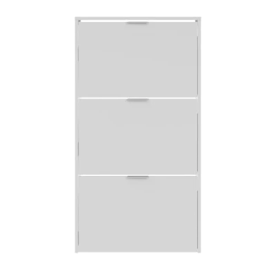 Image de PEGANE Commode à Chaussures en Bois de 3 Portes Coloris Blanc Brillant Dim : 113 x 60 22 cm