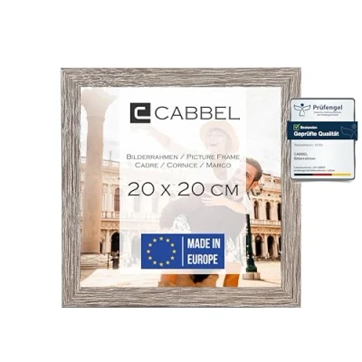 Image de CABBEL cadre photo 20x20 cm, Chêne foncé, stable en bois MDF, verre plexi incassable, à suspendre &amp; poser, idéal pour photos/images/collages