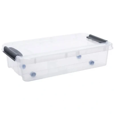Image de Plast Team Pro Box Boîte de rangement empilable avec couvercle et code QR Transparent (31 l)