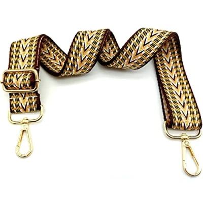 Image de Bandouliere de Rechange Sac Reglable Brun Jaunâtre, Sangle a Main Remplacement, Universelles mit Boucle Dore pour Femme à Main, Bandoulière, 18