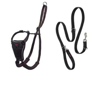 Image de HALTI Harnais anti traction Taille M &amp; Laisse d&#039;entraînement L Noir Pack combiné Empêche votre chien de tirer sur la laisse. Réglable, léger et facile à utiliser. Convient aux chiens