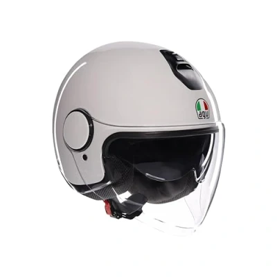 Image de AGV ETERES E2206, Casque Moto Jet Unisexe, Ouvert avec Anneau Antivol, Visière Anti Rayures et UV, Technologie d&#039;Absorption Instantanée de la Sueur, Materia White, XXL