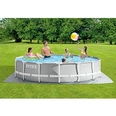 Image de Piscine tubulaire INTEX Prism Frame Ø457 x 107 cm Gris Filtre à cartouche Hors sol