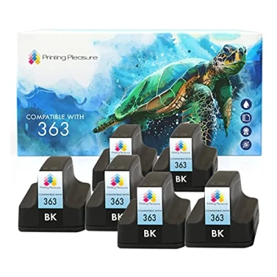 Image de Printing Pleasure 6 XL Compatible HP 363 Cartouches d&#039;encre pour Photosmart 3110 3210 3210xi 3310 8250 C5180 C6150 C6180 C6280 C7180 C7200 C7280 C8180 D6160 D7160 D7260 D7460 Noir, Grande Capacité