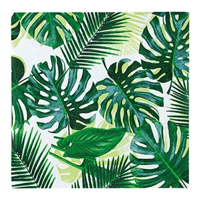 Image de Talking Tables Serviettes Papier 50 pcs Tropicales Serviette en Palmier sur Thème Jungle, de Table Hawaïen, Été, Dinosaure, Vert