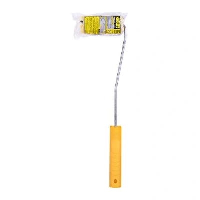Image de HARDY WORKING TOOLS Set peintre, rouleau et de peinture polyester, Hauteur des poils 9mm, Longueur 10cm, Diamètre 30mm, noir jaune, A0180 525000