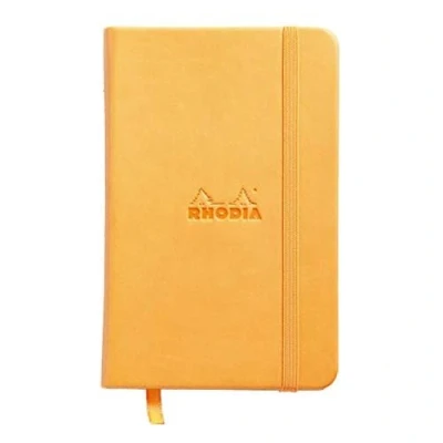 Image de RHODIA 118568C Carnet Rigide Webnotebook Orange A6 Pointillés Dot 192 pages Papier Clairefontaine Ivoire 90 g/m² Marque Page, Fermeture Élastique Couverture Simili Cuir