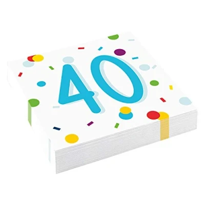 Image de amscan 9906763 Lot de 20 Serviettes Table Confetti pour 40e Anniversaire