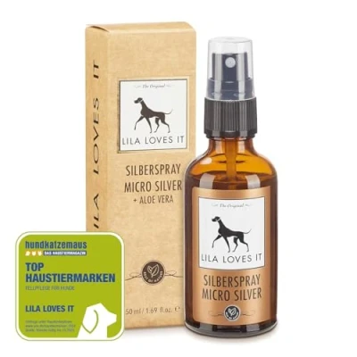 Image de Spray D’Argent pour Chiens Soin Naturel, avec Aloe Vera et hyaluron, nettoie régénère, sans Nano, Micro Silver, de Lila Loves IT, 50 ML