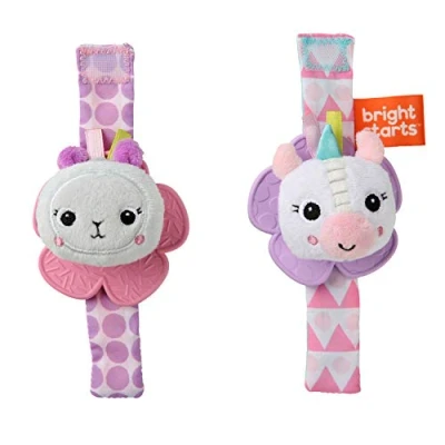 Image de Bright Starts, hochet et jouet de dentition, poignet sans BPA, licorne lama, nouveau né+
