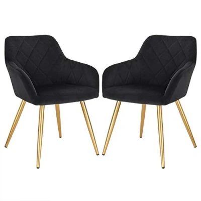 Image de EUGAD 2 X Chaises de Cuisine Pratique avec siège en Velours Chaise à Manger Pieds métal Salon Moderne,Noir 0626BY